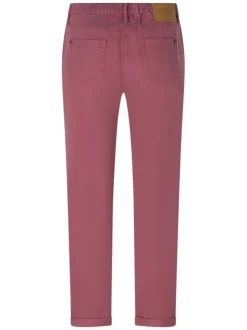 Pantalon chino brique uni pourvu d'une coupe droite et d'une taille élastiquée