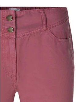 Pantalon chino brique uni pourvu d'une coupe droite et d'une taille élastiquée