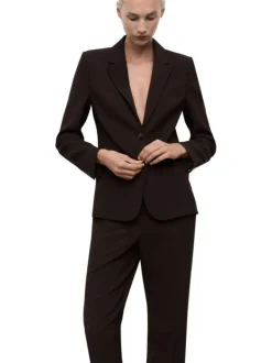 Pantalon Chino brun coupe droite pourvu de multiples types de fermetures