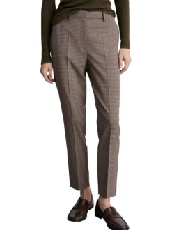 Pantalon chino brun à motif pied de poule avec une coupe skinny et 4 poches