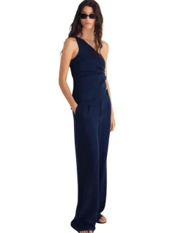 Pantalon chino brut uni avec une coupe bootcut et des passants