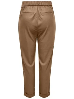Pantalon chino camel uni avec une coupe droite et une ceinture à la taille