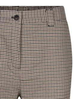 Pantalon chino caramel à motif pied de poule avec une coupe slim