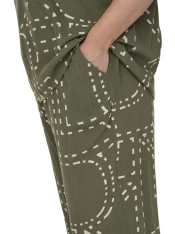 Pantalon Chino Carphoebe Life Wide Ankel kaki imprimé coupe bootcut