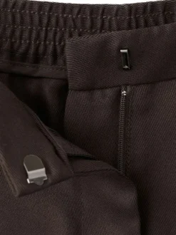 Pantalon chino chocolat uni pourvu d'une coupe large et d'une taille haute