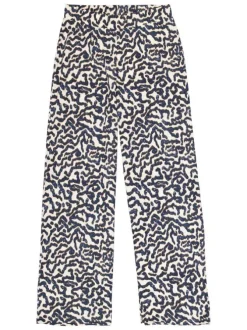 Pantalon chino écru à motifs pourvu d'une coupe bootcut et d'une taille haute