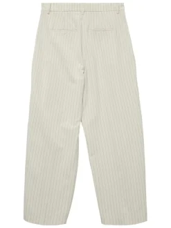 Pantalon chino écru à rayures tennis avec une coupe large et une taille haute