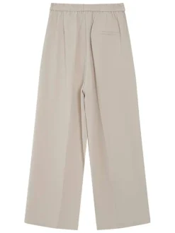 Pantalon chino écru uni avec une coupe droite et une taille élastiquée