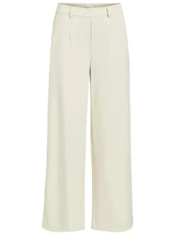 Pantalon chino écru uni pourvu d'une taille haute et d'une coupe bootcut