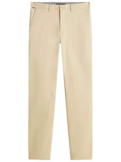 Pantalon chino Denton en coton beige à coupe droite pourvu de poches plaquées