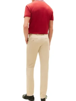 Pantalon chino Denton en coton beige à coupe droite pourvu de poches plaquées