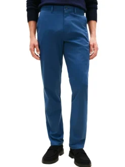 Pantalon Chino Denton en coton bleu à coupe droite pourvu de poches plaquées
