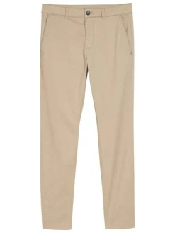 Pantalon chino en coton beige avec une coupe slim et une taille intermédiaire