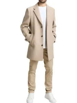 Pantalon chino en coton beige avec une coupe slim et une taille intermédiaire