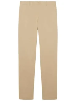 Pantalon chino en coton beige à coupe slim pourvu de poches plaquées