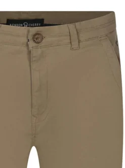 Pantalon chino en coton beige uni avec une coupe regular fit