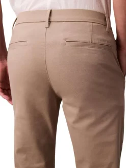 Pantalon chino en coton beige uni avec une coupe slim et 4 poches