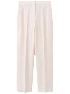 Pantalon chino en coton beige uni avec une taille intermédiaire