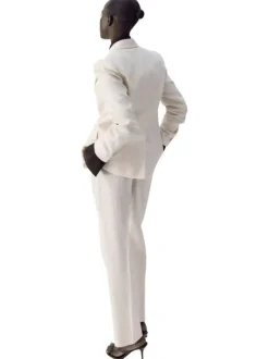 Pantalon chino en coton beige uni avec une taille intermédiaire