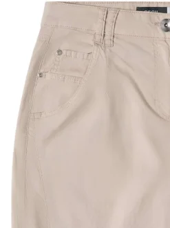 Pantalon chino en coton beige uni pourvu d'une coupe droite