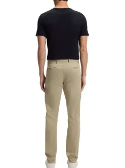 Pantalon chino en coton beige uni pourvu d'une coupe slim et de mutliples poches