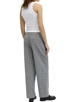 Pantalon Chino en coton biologique noir à carreaux pourvu d'une coupe droite