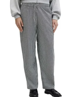 Pantalon Chino en coton biologique noir à carreaux pourvu d'une coupe droite