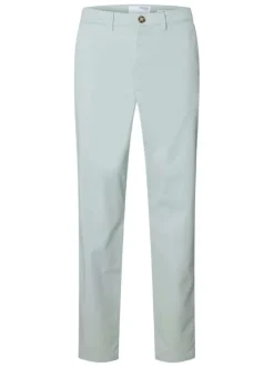 Pantalon Chino en coton biologique vert uni avec une coupe slim