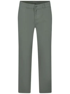 Pantalon chino en coton biologique vert uni à coupe droite avec 4 poches