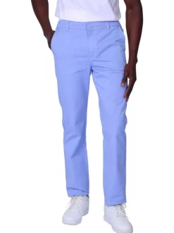 Pantalon chino en coton bleu ciel uni avec une coupe ajustée