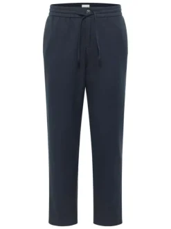Pantalon chino en coton bleu marine uni avec une coupe droite et 4 poches