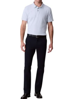 Pantalon chino en coton bleu marine uni à coupe slim avec des passants