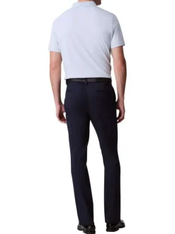 Pantalon chino en coton bleu marine uni à coupe slim avec des passants