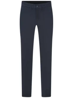 Pantalon chino en coton bleu marine uni à coupe slim et à taille intermédiaire