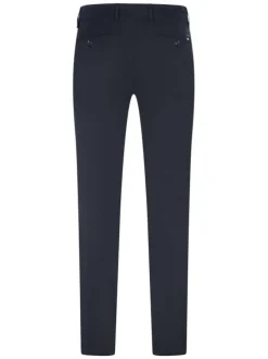 Pantalon chino en coton bleu marine uni à coupe slim et à taille intermédiaire