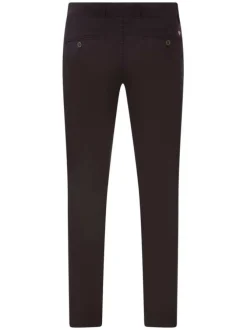 Pantalon Chino en coton bordeaux uni avec une coupe ajustée et fermeture zippée