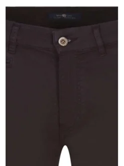 Pantalon Chino en coton bordeaux uni avec une coupe ajustée et fermeture zippée