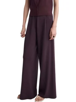 Pantalon chino en coton bordeaux uni pourvu d'une coupe bootcut