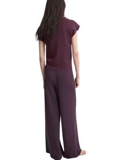 Pantalon chino en coton bordeaux uni pourvu d'une coupe bootcut