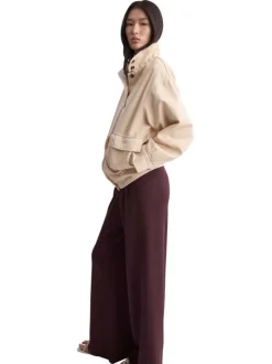 Pantalon chino en coton bordeaux uni pourvu d'une coupe bootcut