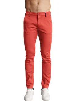 Pantalon chino en coton brique uni à détails tricolores et à coupe slim fit