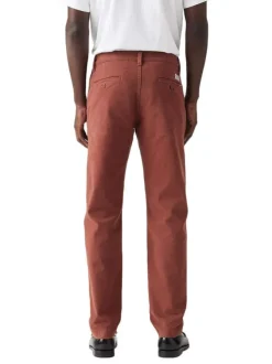 Pantalon Chino en coton brique uni regular fit et poches à l'italienne