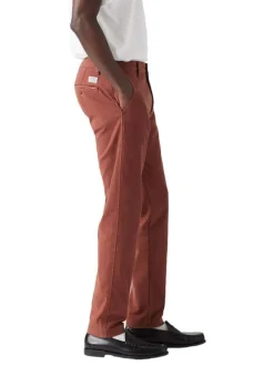 Pantalon Chino en coton brique uni regular fit et poches à l'italienne
