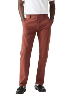 Pantalon Chino en coton brique uni regular fit et poches à l'italienne