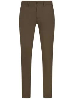 Pantalon chino en coton camel effet nid d'abeille avec une coupe droite
