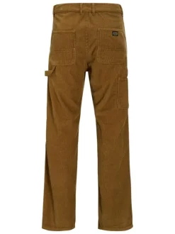 Pantalon chino en coton camel en velours côtelé avec une coupe loose