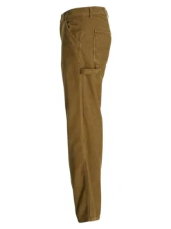Pantalon chino en coton camel en velours côtelé avec une coupe loose