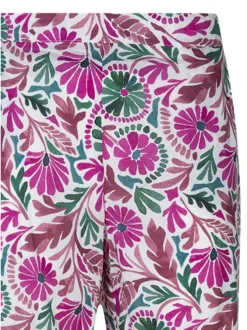 Pantalon chino en coton fuchsia floral pourvue d'une coupe large