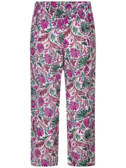 Pantalon chino en coton fuchsia floral pourvue d'une coupe large