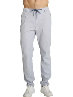 Pantalon chino en coton gris à coupe ajustée pourvu d'une taille élastiquée